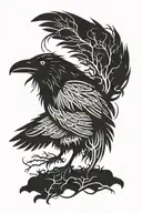 Raven Wolf silhouette tattoo design idea