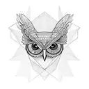 full owl that is geometric but fades to realism on the wings  tattoo design idea