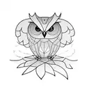 full owl that is geometric but fades to realism on the wings  tattoo design idea