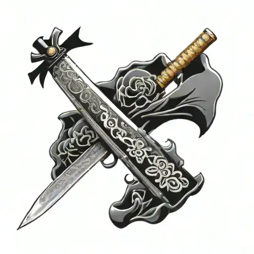 Japanese tanto blade with kanji on the blade   tattoo design idea