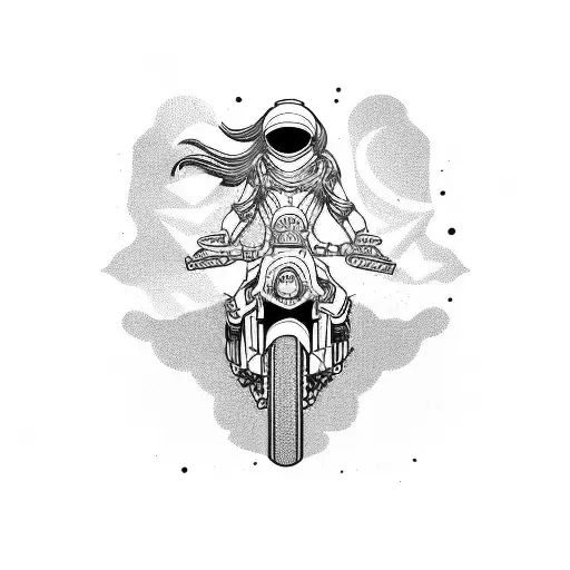 motorbike with girl tattoo design idea