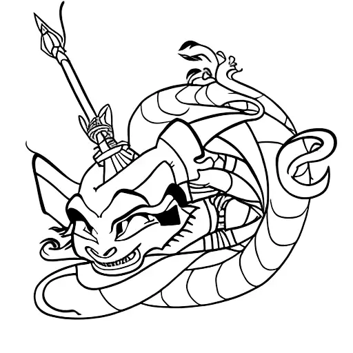 mulan with mushu tattoo design idea