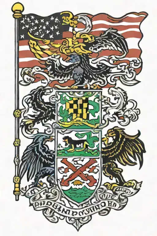 Maryland state flag waving tattoo design idea