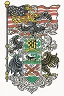 Maryland state flag waving tattoo design idea