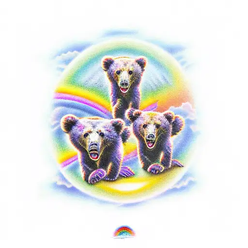 Grateful Dead dancing bears walking across the sunset with rainbow  tattoo design idea