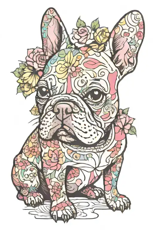 Chelsea, England, French bulldog tattoo design idea