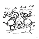 people dancing at sunrise in front of an oak tree tattoo design idea