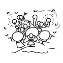 people dancing at sunrise in front of an oak tree tattoo design idea