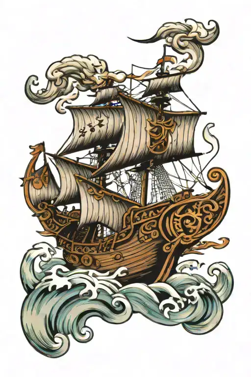 Ship, Viking, Storm, ragnar tattoo design idea