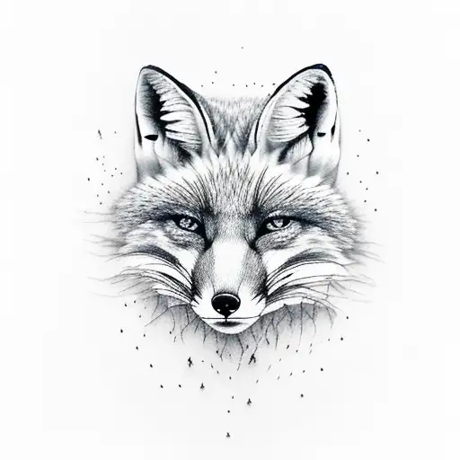 Fox between trees forest tattoo design idea