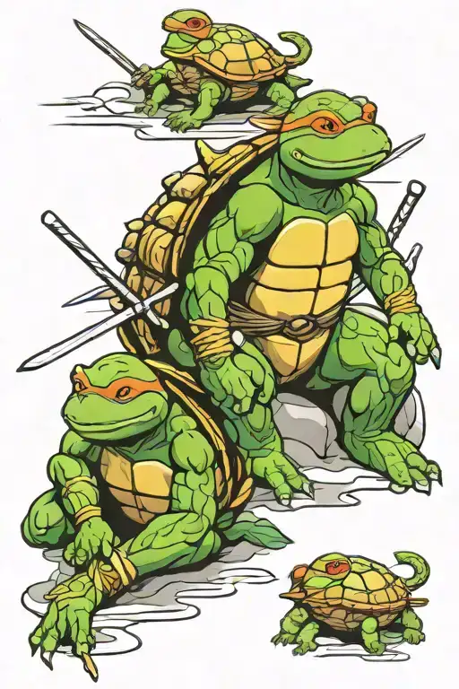TMNT Turtles meditating tattoo design idea