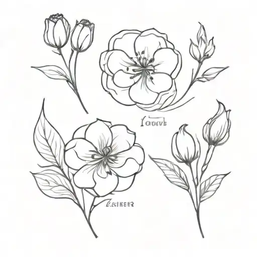 birth flowers form the months January, abril, may and september  tattoo design idea