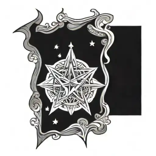 tarot card star dark mood tattoo design idea