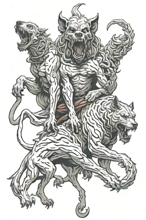 death holding back Cerberus tattoo design idea