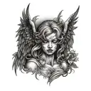  fallen angel crying face inside tattoo design idea