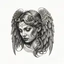  fallen angel crying face inside tattoo design idea