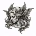  fallen angel crying face inside tattoo design idea