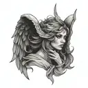  fallen angel crying face inside tattoo design idea