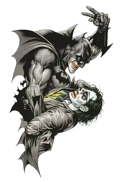 Batman holding joker tattoo design idea