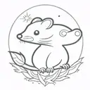 thin line cute possum with cartoon sun beams shining out of its back so it looks like the sun is part of its body  tattoo design idea