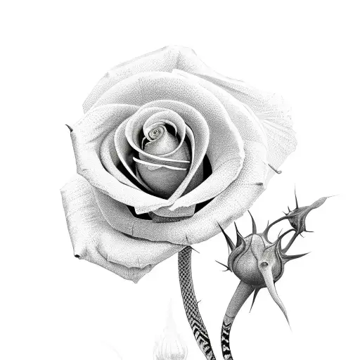snake roses  tattoo design idea