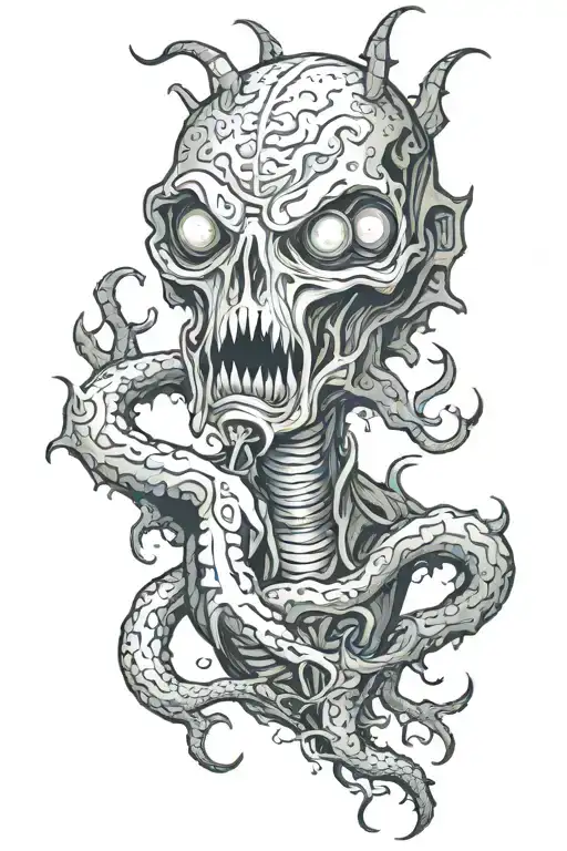 h.p. lovecraft style creature tattoo design idea