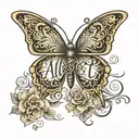 Name Albert 1953-2019 in fancy writing with a small butterfly tattoo design idea