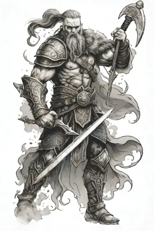 tyr  Norse god of war killing tattoo design idea