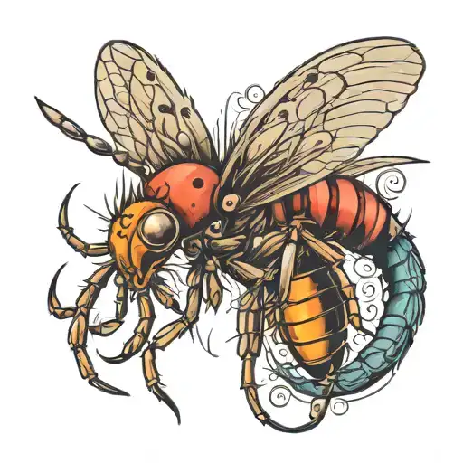 mosquito with wings and lions tattoo design idea