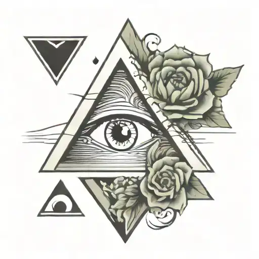 inverted triangle and eye. With heart and brain tattoo design idea