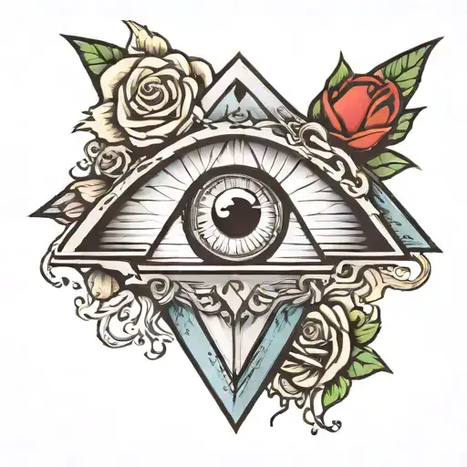 inverted triangle and eye. With heart and brain tattoo design idea