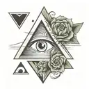 inverted triangle and eye. With heart and brain tattoo design idea
