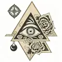 inverted triangle and eye. With heart and brain tattoo design idea