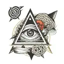 inverted triangle and eye. With heart and brain tattoo design idea