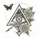inverted triangle and eye. With heart and brain tattoo design idea