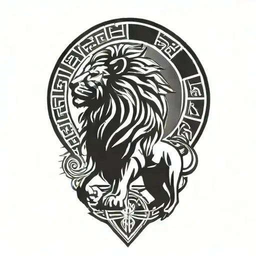 rising sun, sun rays,  lion body , dawn, sky, lion surrounded by sky  tattoo design idea
