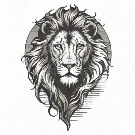 sun rise, sky, lion walking along horizon depicts the silhouette tattoo design idea