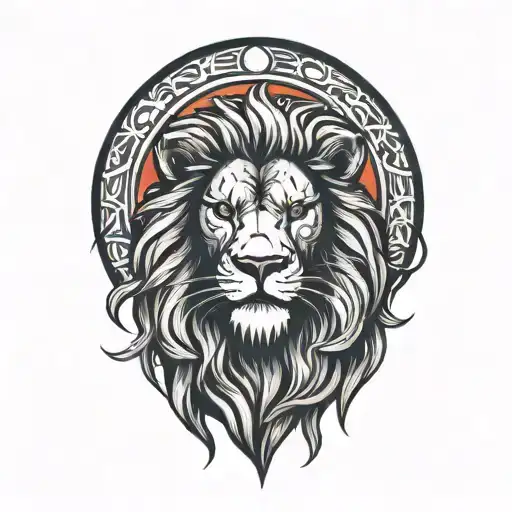 rising sun, lion, dawn, sky tattoo design idea