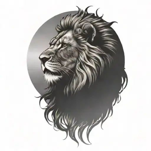 sun rise,  sky, lion walking along, tattoo design idea