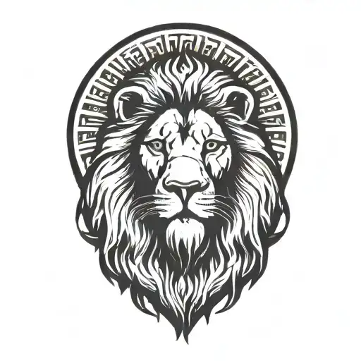 lion silhouettesurrounded by a sun shining bright light tattoo design idea