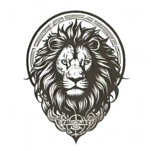 sun rise, sun,  sky, lion walking along, tattoo design idea