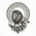 sun rise,  sky, lion walking along, tattoo design idea