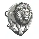 sun rise,  sky, lion walking along, tattoo design idea