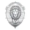 sun rise, sky, lion walking along horizon depicts the silhouette tattoo design idea