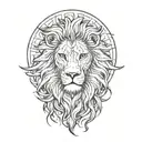 sun rise, sky, lion walking along horizon depicts the silhouette tattoo design idea