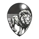 sun rise,  sky, lion walking along, tattoo design idea