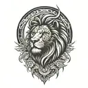rising sun, lion, dawn, sky tattoo design idea