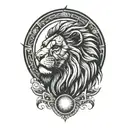 rising sun, lion, dawn, sky tattoo design idea
