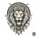 rising sun, lion, dawn, sky tattoo design idea