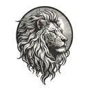 sun rise, sky, lion walking along horizon depicts the silhouette tattoo design idea